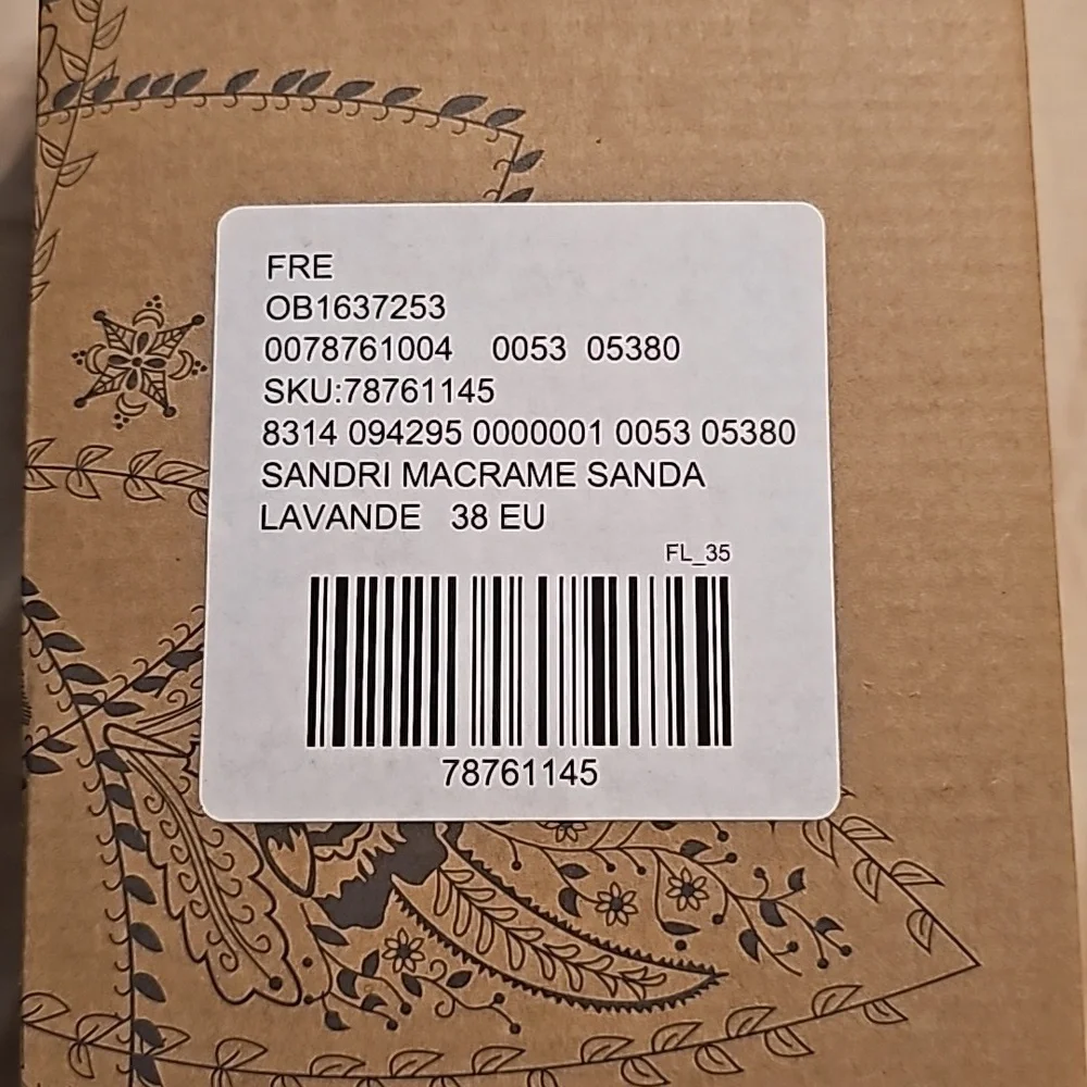 Free People Sandri Macrame Sandals Lavander New in Box size 38 (7.5 -8 US) - Picture 13 of 13